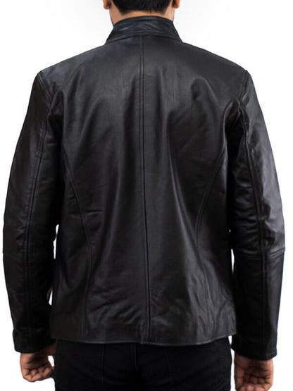 Mens Black  Lambskin Leathr Jacket