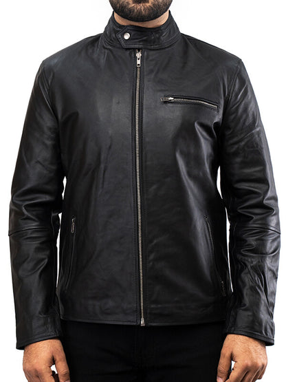 Mens Black  Lambskin Leathr Jacket