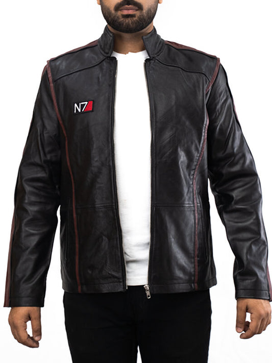 Mens Black N7 Geniune Leather Jacket