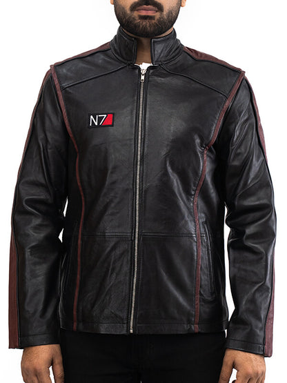 Mens Black N7 Geniune Leather Jacket