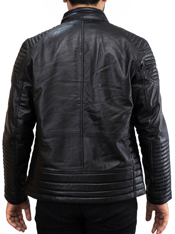 Mens Black Quilted Leather Jacket 