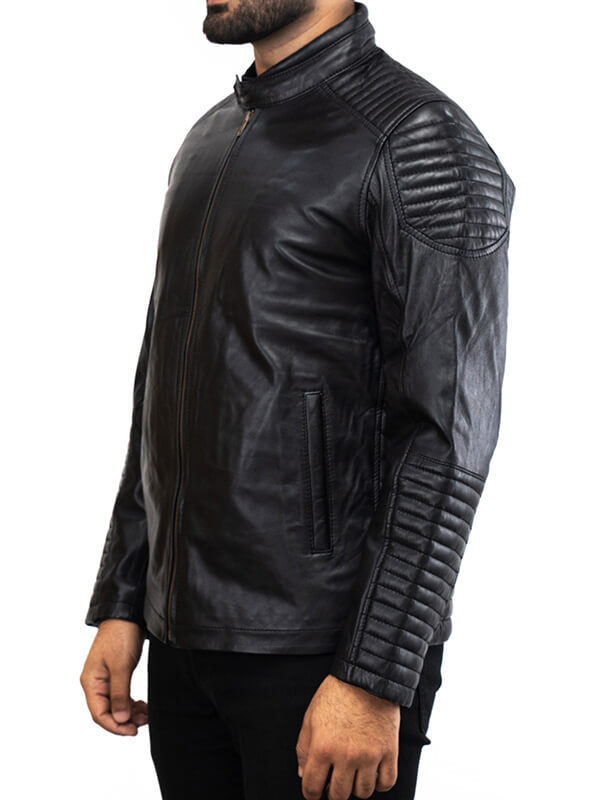 Mens Black Quilted Leather Jacket 