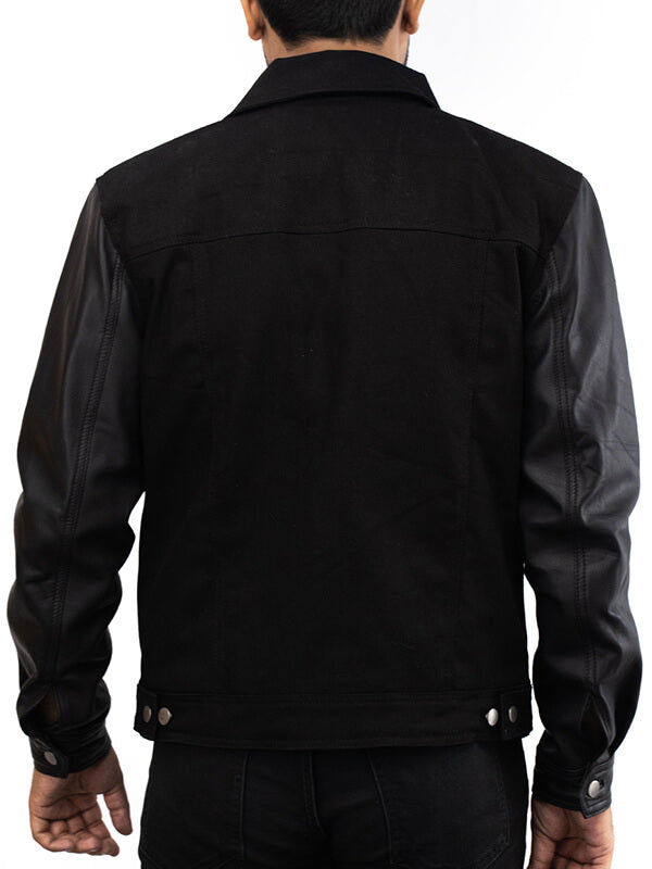Mens Black Varsity Bomber leather Jacket