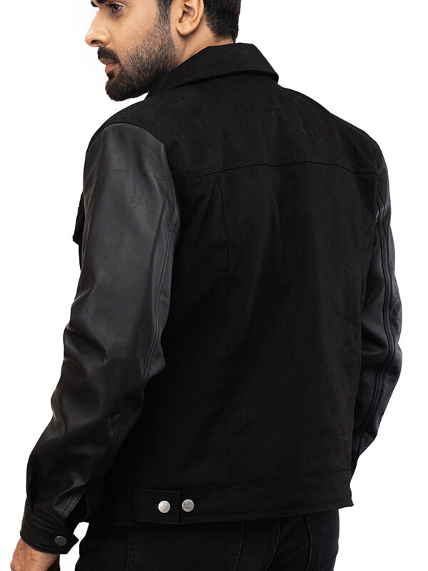 Mens Black Varsity Bomber leather Jacket