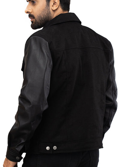 Mens Black Varsity Bomber leather Jacket