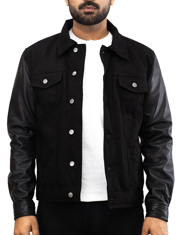 Mens Black Varsity Bomber leather Jacket