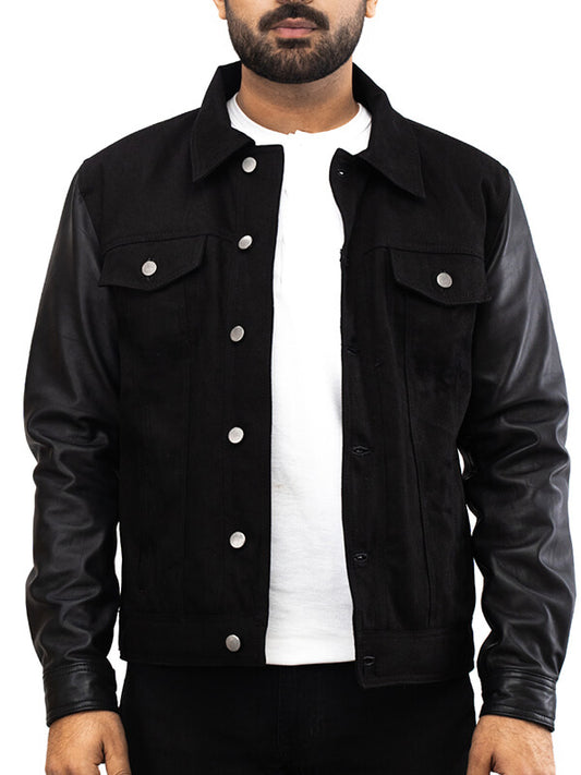 Mens Black Varsity Bomber leather Jacket