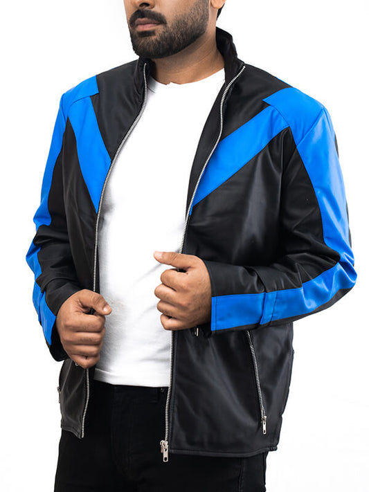 Mens Blue Night Wing Halloween Costume Leather Jacket