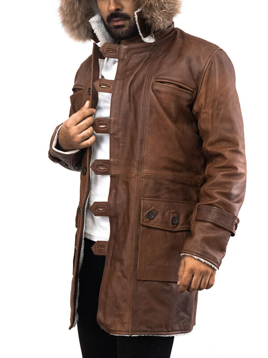 Mens Brown Batman The Dark Knight Rises Bane Leather Coat