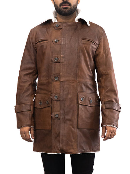 Mens Brown Batman The Dark Knight Rises Bane Leather Coat