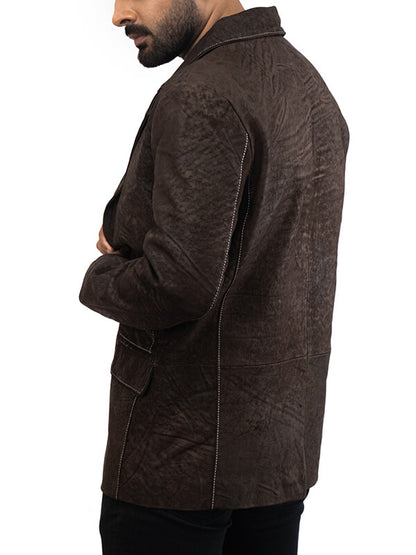 Mens Brown Leather Blazer Coat