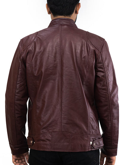 Mens Brown Quilted Geniune Lambskin Leather Jacket