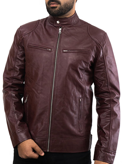 Mens Brown Quilted Geniune Lambskin Leather Jacket