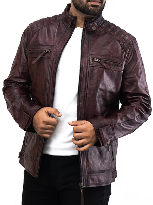 Mens Brown Quilted Leather Jacket
