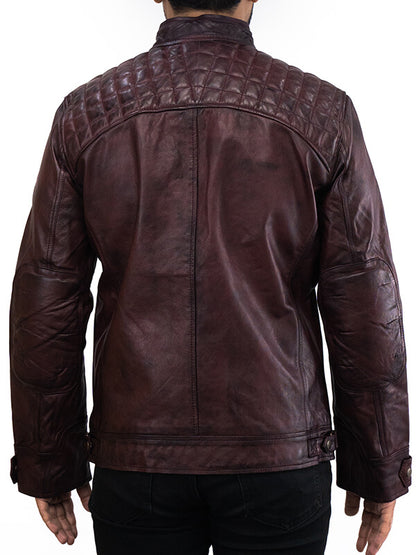 Mens Brown Quilted Leather Jacket