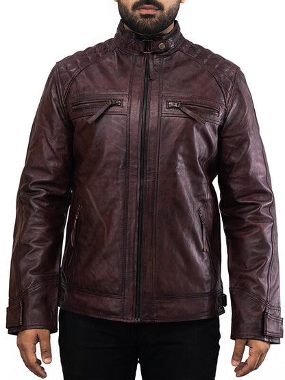 Mens Brown Quilted Leather Jacket