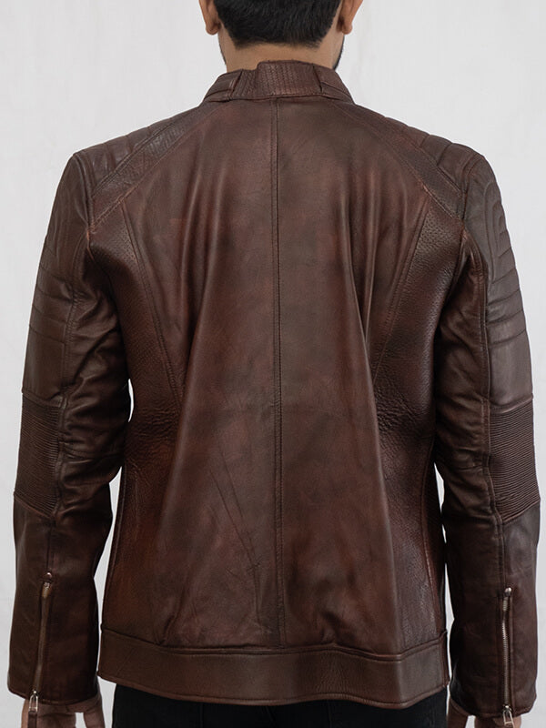 Mens Dark Brown Biker leather Jacket 