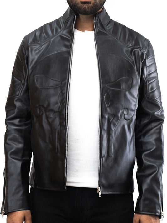 Mens Punisher Frank Castle Leather Black Jacket
