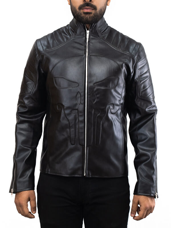 Mens Punisher Frank Castle Leather Black Jacket