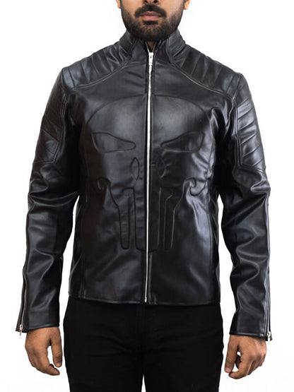 Mens Punisher Frank Castle Leather Black Jacket