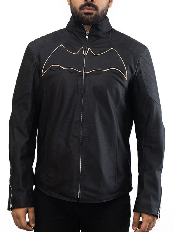Mens Quilted Black Batman Leather Jacket 