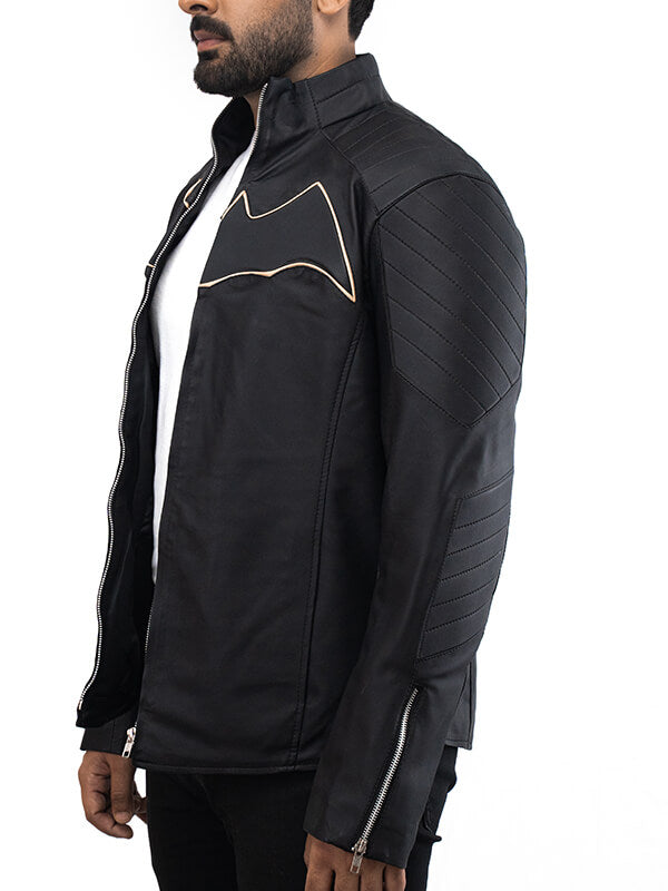 Mens Quilted Black Batman Leather Jacket 