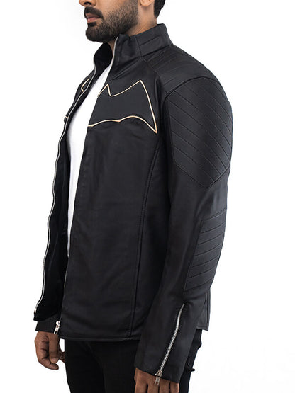 Mens Quilted Black Batman Leather Jacket 