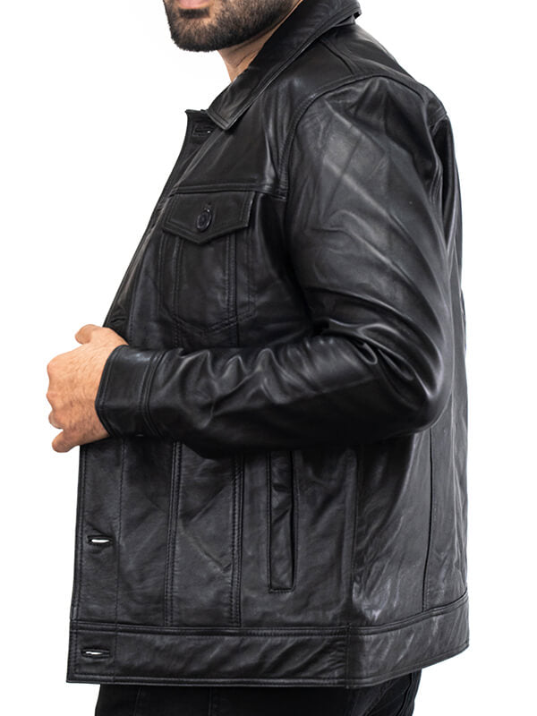Mens Trucker Leather Jacket 