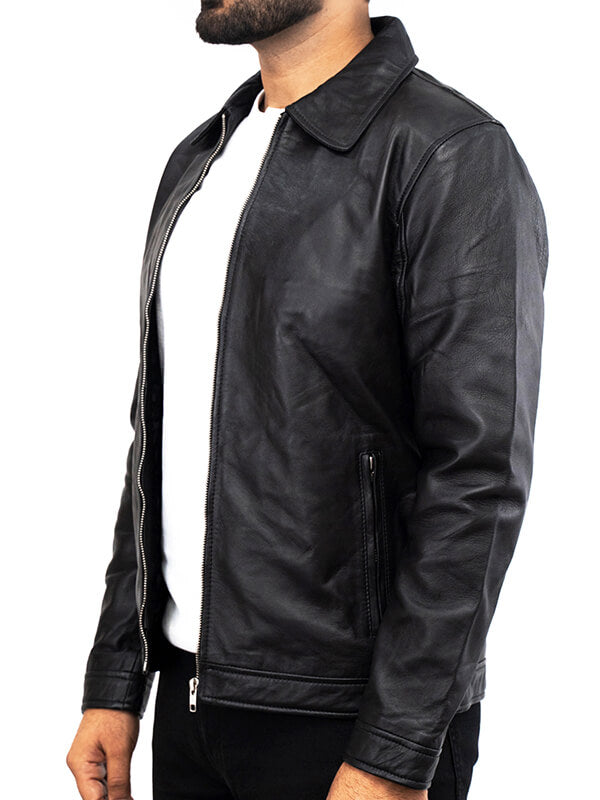 Mens Vintage Black Leather Jacket 