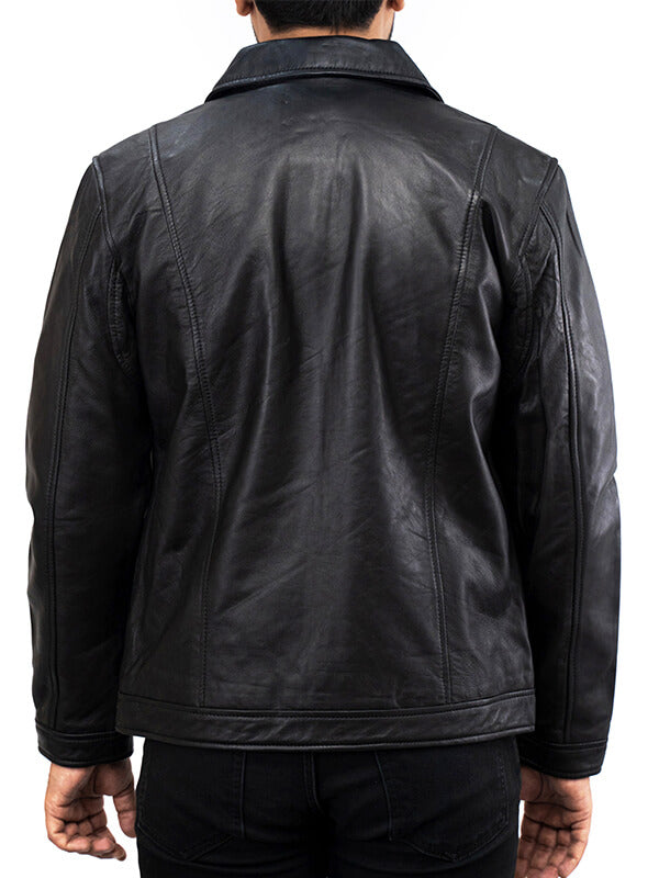 Mens Vintage Black Leather Jacket 