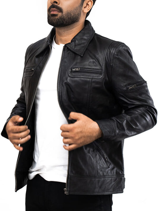 Mens Vintage Black Leather Jacket