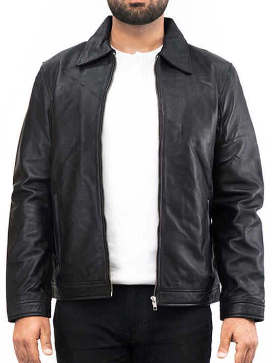 Mens Vintage Black Leather Jacket 