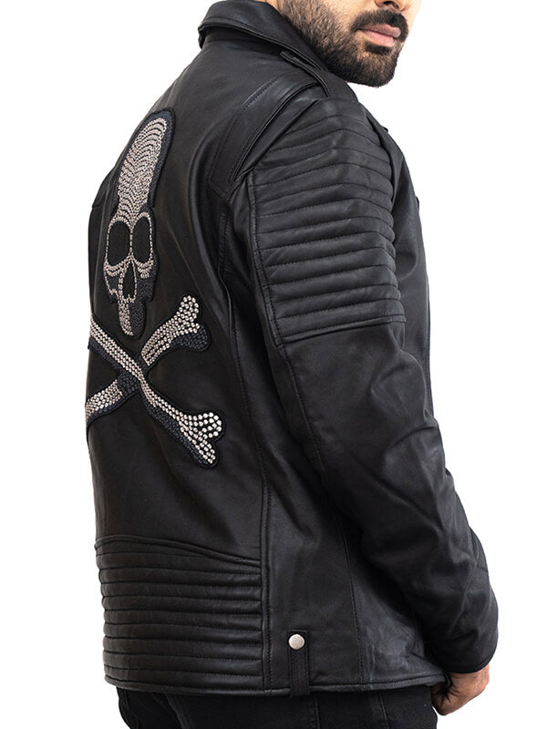 Mens Vintage Black Quilted Leather Jacket