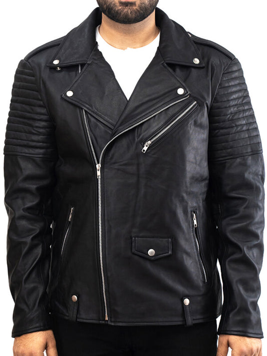 Mens Vintage Black Quilted Leather Jacket