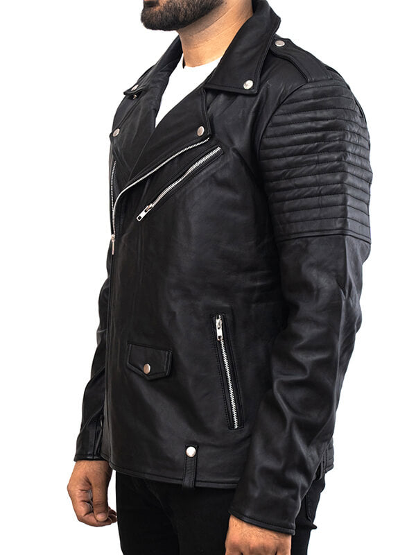 Mens Vintage Black Quilted Leather Jacket