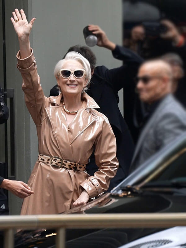 Meryl Streep Devil Wears Prada 2 Beige Leather Coat