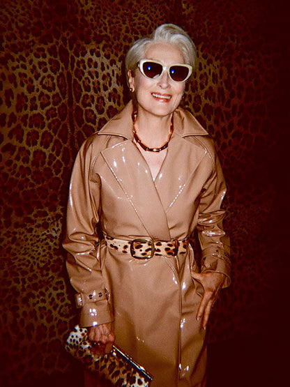 Meryl Streep Devil Wears Prada 2 Beige Leather Coat