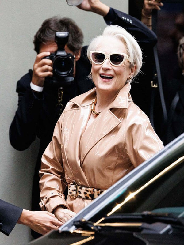 Meryl Streep Devil Wears Prada 2 Beige Leather Coat