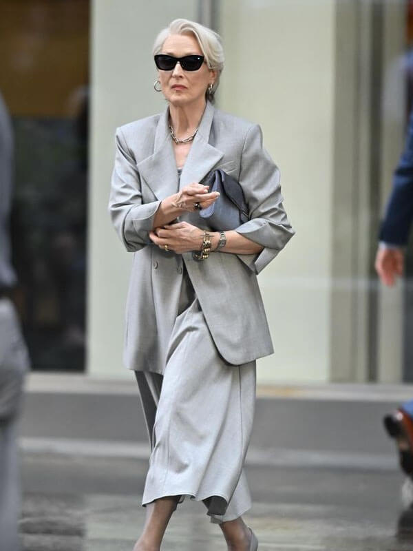 Meryl Streep Devil Wears Prada 2 Grey Cotton Blazer