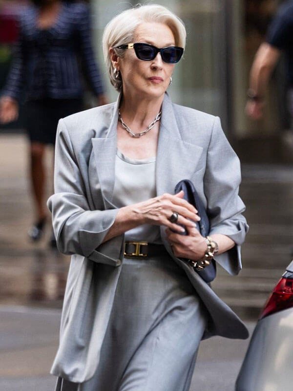 Meryl Streep Devil Wears Prada 2 Grey Cotton Blazer