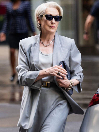 Meryl Streep Devil Wears Prada 2 Grey Cotton Blazer