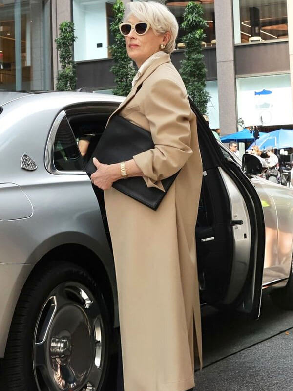 Meryl Streep Devil Wears Prada 2 Tan Long Coat