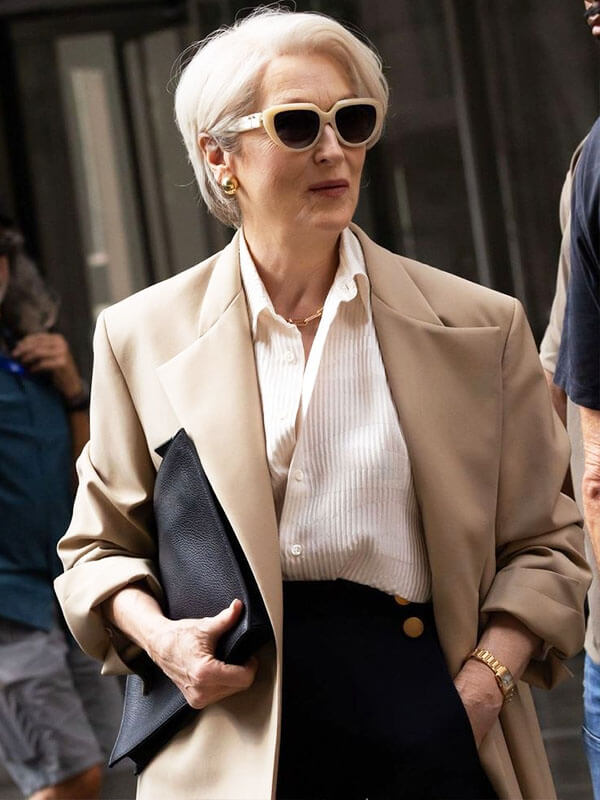 Meryl Streep Devil Wears Prada 2 Tan Long Coat