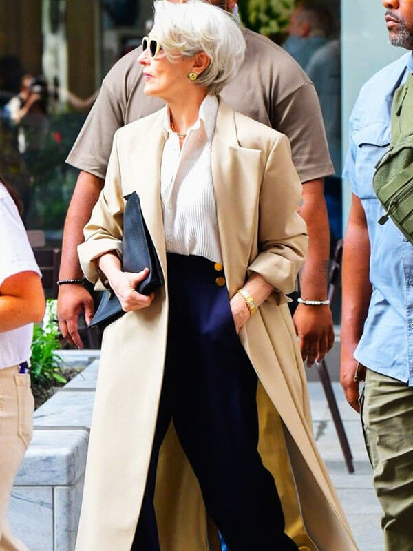 Meryl Streep Devil Wears Prada 2 Tan Long Coat
