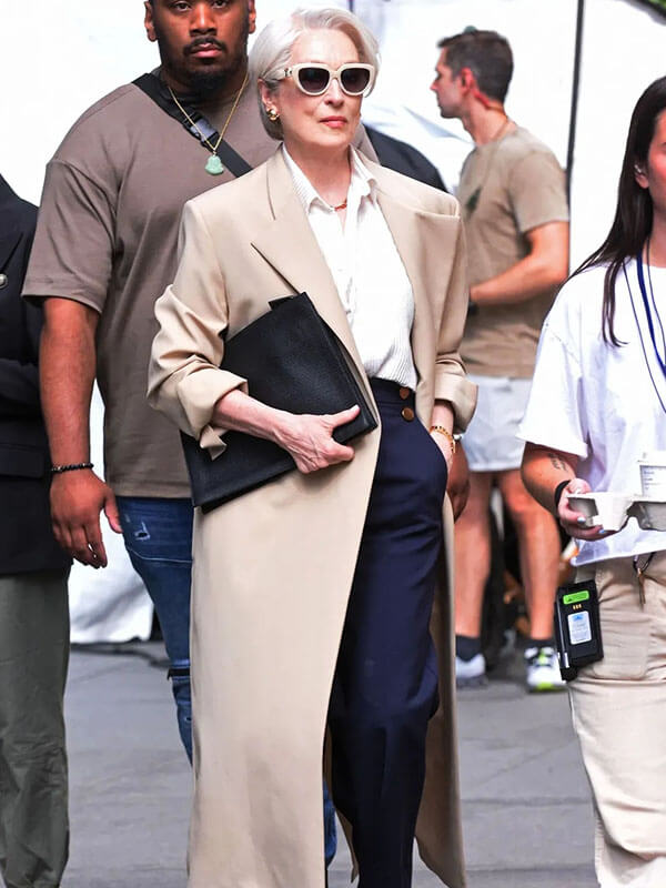 Meryl Streep Devil Wears Prada 2 Tan Long Coat