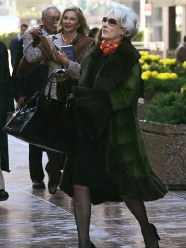 Meryl Streep The Devil Wears Prada 2 Green Fur Coat