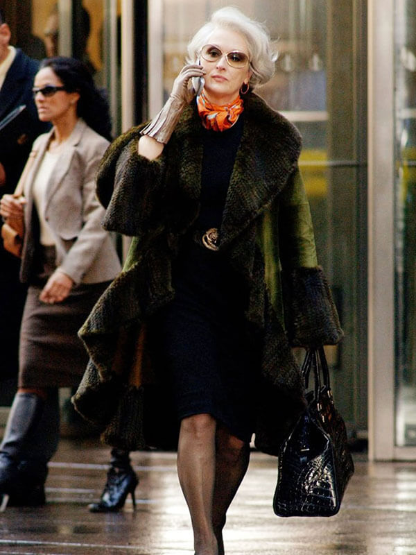 Meryl Streep The Devil Wears Prada 2 Green Fur Coat