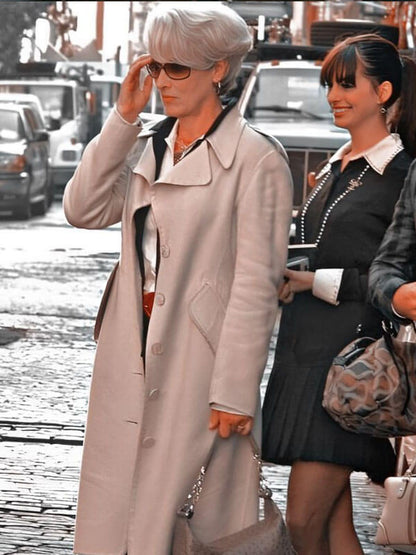 Meryl Streep The Devil Wears Prada 2006 White Long Coat