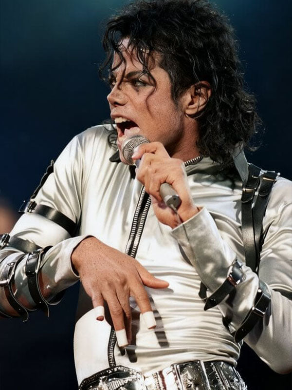 Michael Jackson Bad World Tour Silver Leather Jacket
