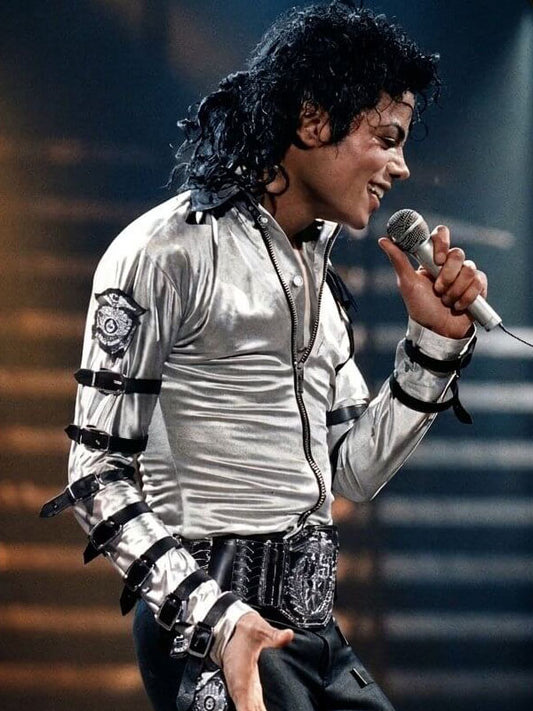 Michael Jackson Bad World Tour Silver Leather Jacket